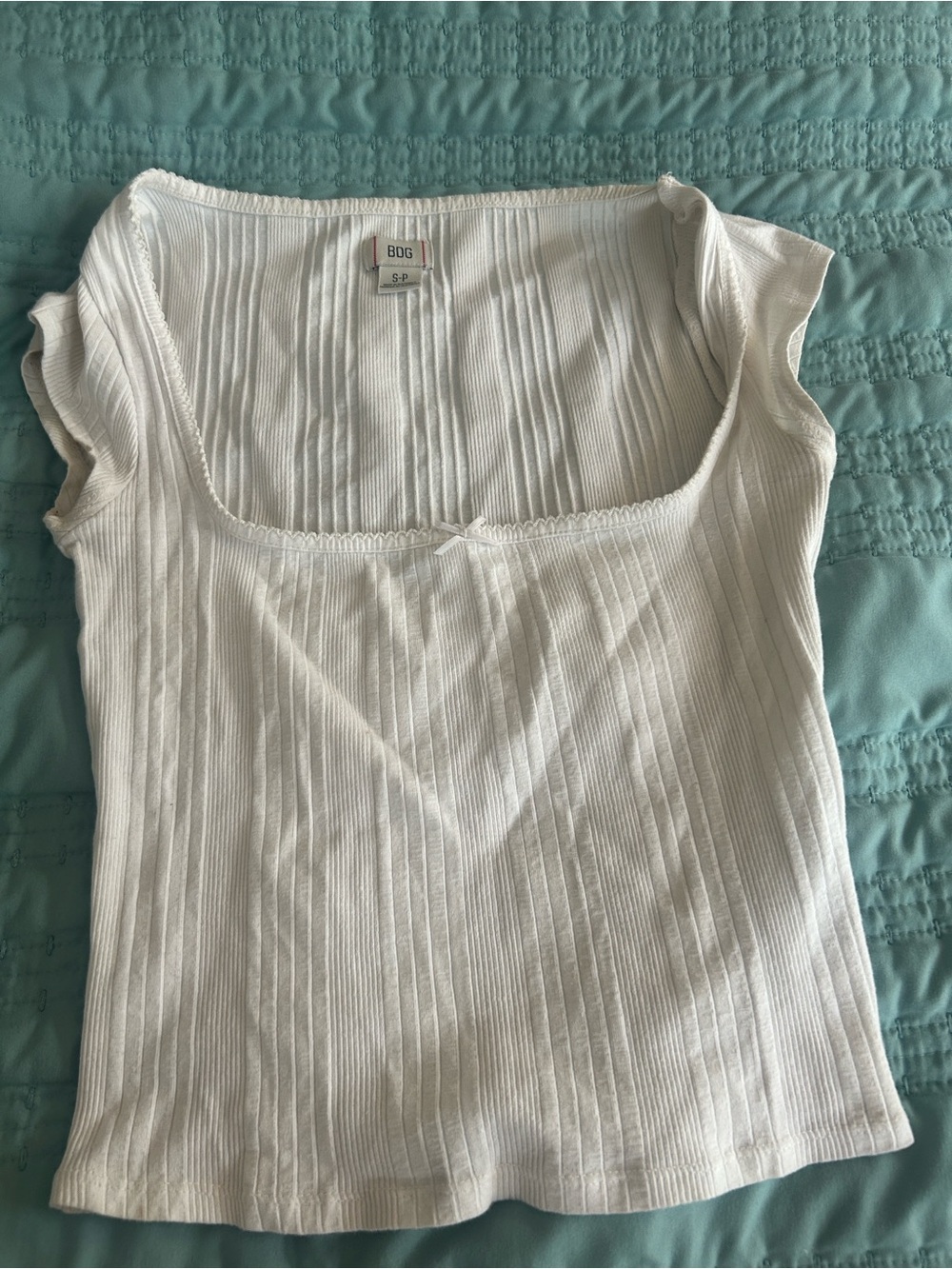 BDG Drew Cap Sleeve Square Neck Cropped Tee